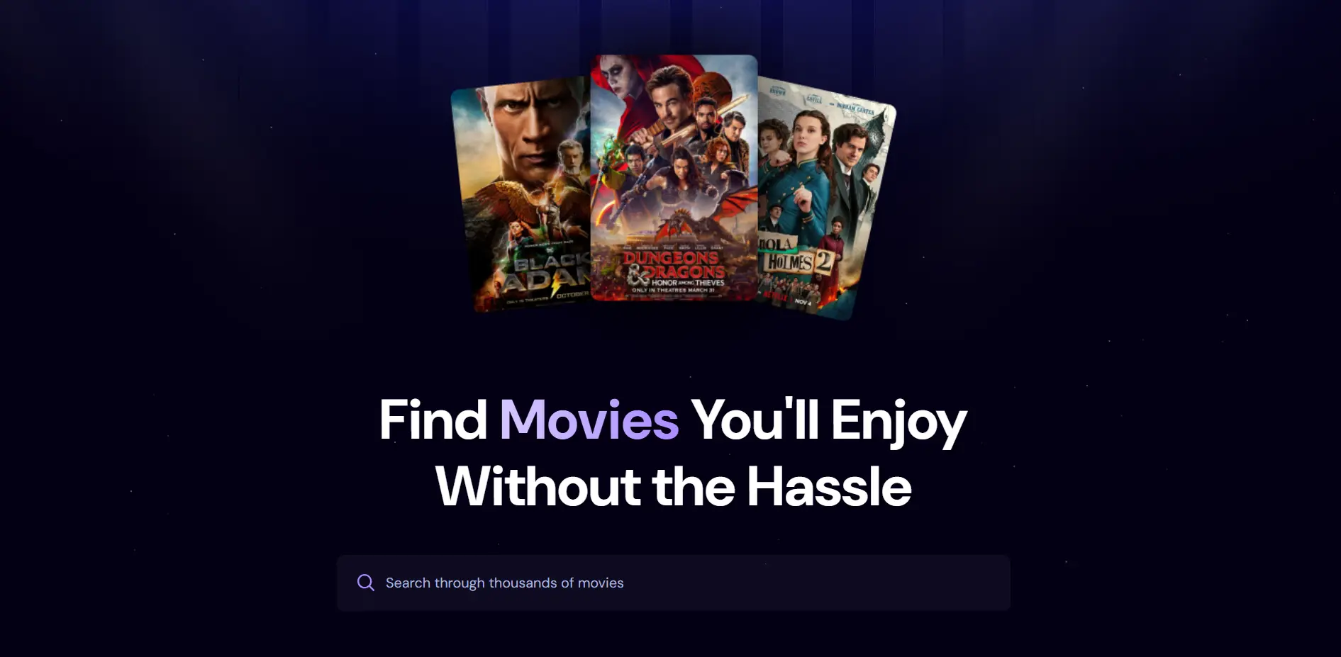 Landing page of Movizz